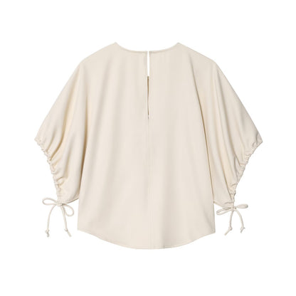Casual Wide Leg Full Length Pants In Polyester Fabric With Puff Sleeve Detail, Inelastic For Autumn Wear