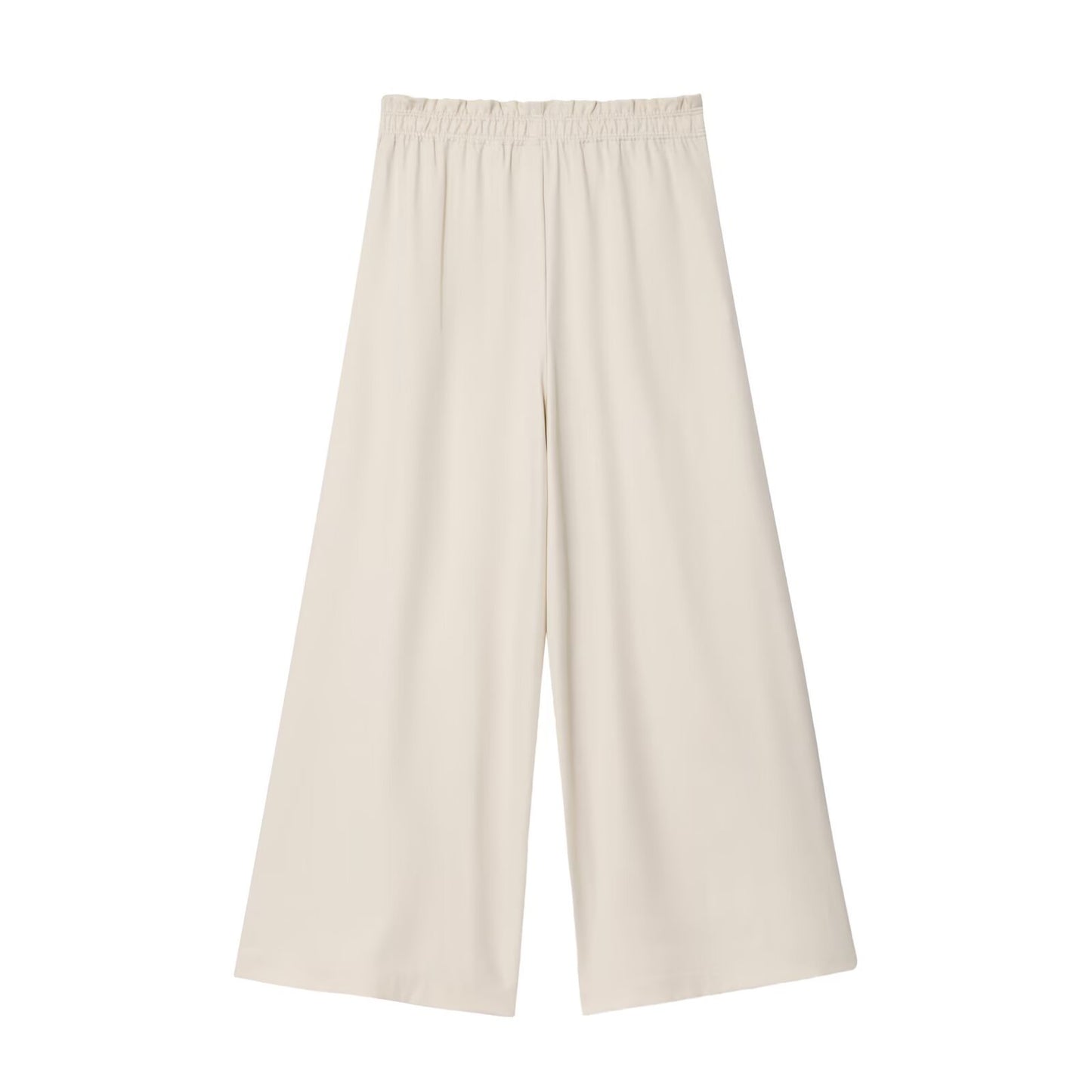 Casual Wide Leg Full Length Pants In Polyester Fabric With Puff Sleeve Detail, Inelastic For Autumn Wear