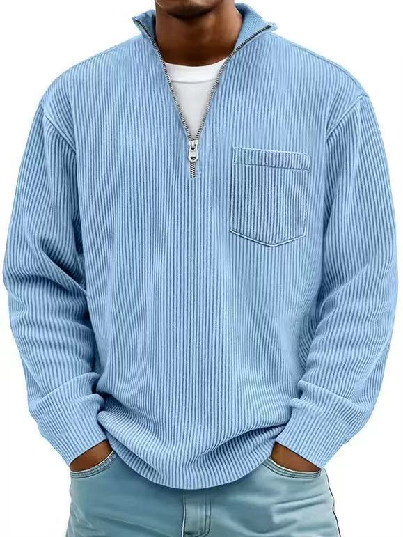 Men's Solid Color Purple Business Long Sleeve Polyester Hoodie With Knitted Craft