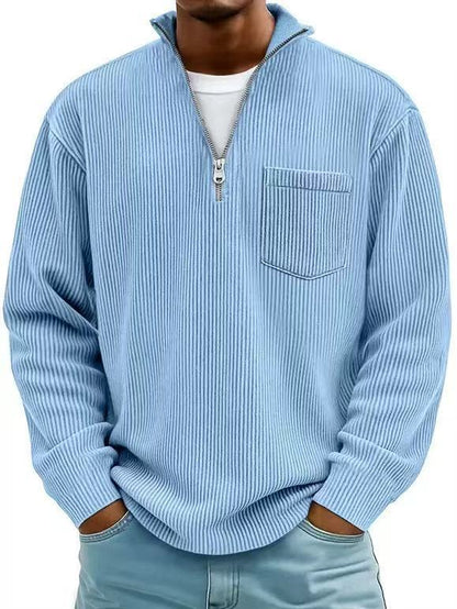 Men's Solid Color Purple Business Long Sleeve Polyester Hoodie With Knitted Craft