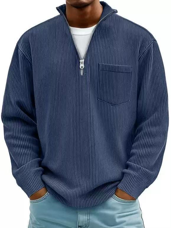 Men's Solid Color Purple Business Long Sleeve Polyester Hoodie With Knitted Craft