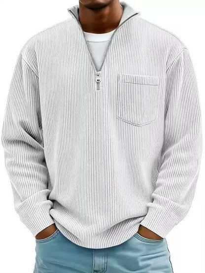 Men's Solid Color Purple Business Long Sleeve Polyester Hoodie With Knitted Craft