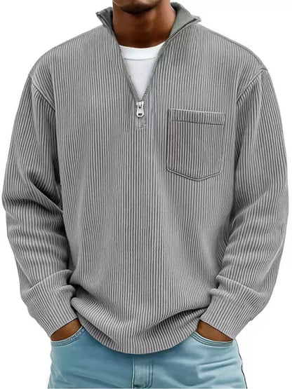 Men's Solid Color Purple Business Long Sleeve Polyester Hoodie With Knitted Craft