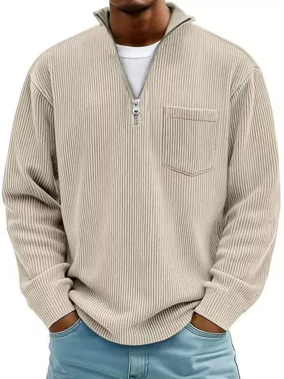 Men's Solid Color Purple Business Long Sleeve Polyester Hoodie With Knitted Craft