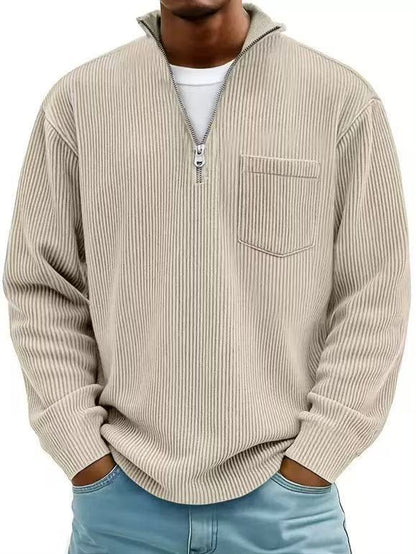 Men's Solid Color Purple Business Long Sleeve Polyester Hoodie With Knitted Craft
