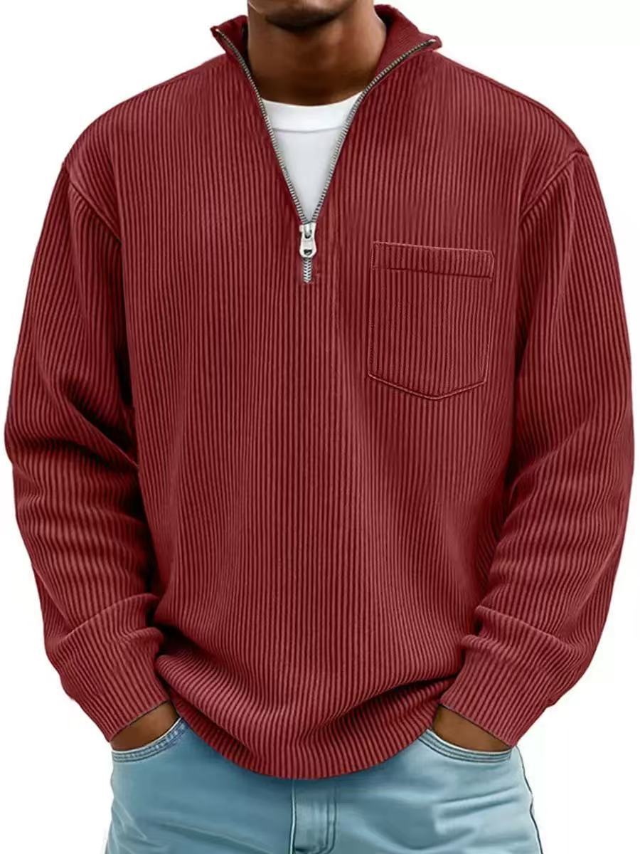 Men's Solid Color Purple Business Long Sleeve Polyester Hoodie With Knitted Craft