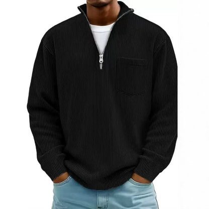 Men's Solid Color Purple Business Long Sleeve Polyester Hoodie With Knitted Craft