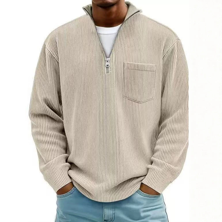 Men's Solid Color Purple Business Long Sleeve Polyester Hoodie With Knitted Craft