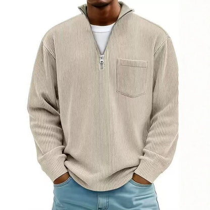 Men's Solid Color Purple Business Long Sleeve Polyester Hoodie With Knitted Craft