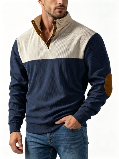 Men's Casual Light Grey Color Block Hoodie With Rib-Knit Craftsmanship And Long Sleeves In Polyester