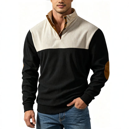 Men's Casual Light Grey Color Block Hoodie With Rib-Knit Craftsmanship And Long Sleeves In Polyester