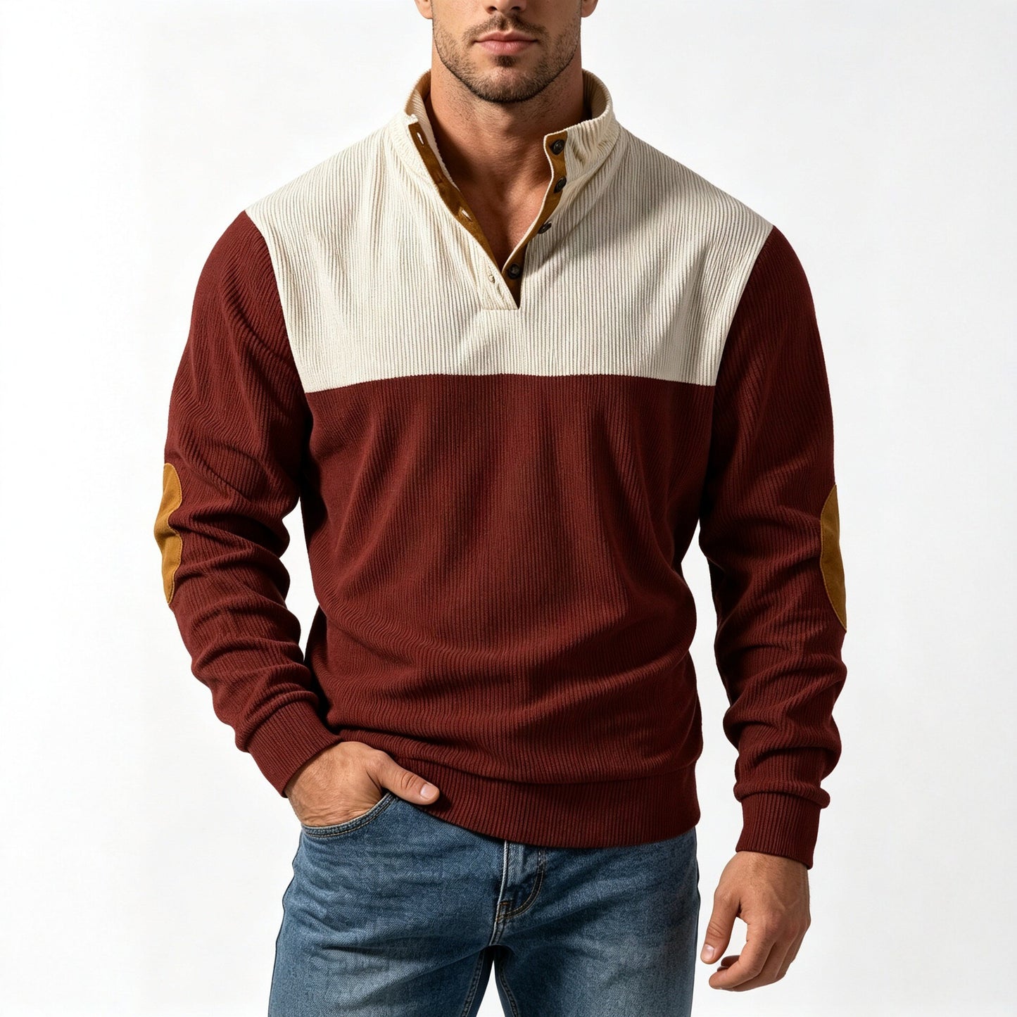 Men's Casual Light Grey Color Block Hoodie With Rib-Knit Craftsmanship And Long Sleeves In Polyester