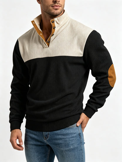 Men's Casual Light Grey Color Block Hoodie With Rib-Knit Craftsmanship And Long Sleeves In Polyester
