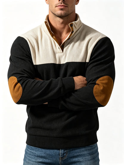 Men's Casual Light Grey Color Block Hoodie With Rib-Knit Craftsmanship And Long Sleeves In Polyester