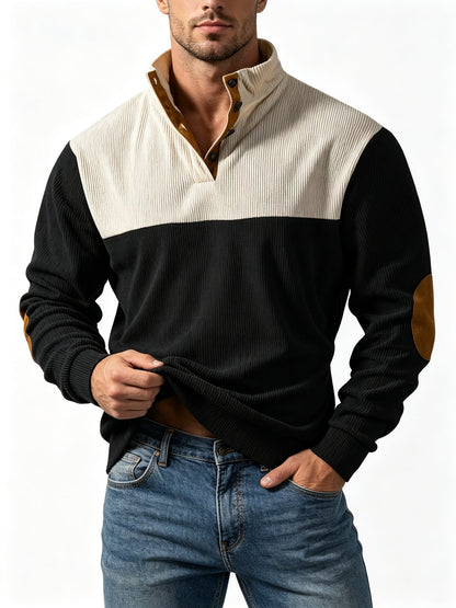 Men's Casual Light Grey Color Block Hoodie With Rib-Knit Craftsmanship And Long Sleeves In Polyester