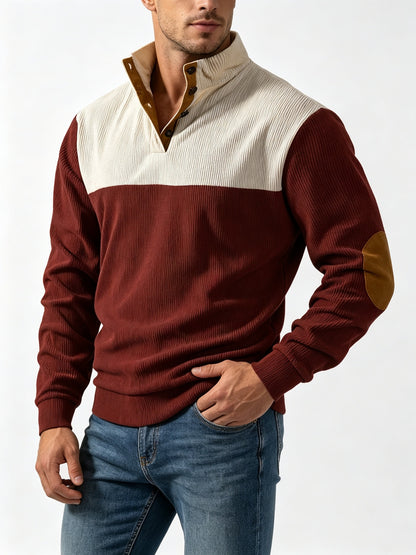 Men's Casual Light Grey Color Block Hoodie With Rib-Knit Craftsmanship And Long Sleeves In Polyester