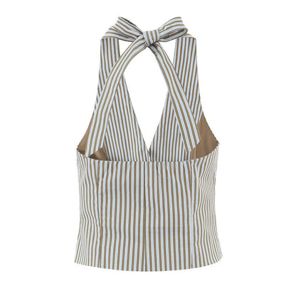 Casual Stripe Cotton Blend Straight Pants Pant Co-ord Set With Tie Closure For Everyday Wear