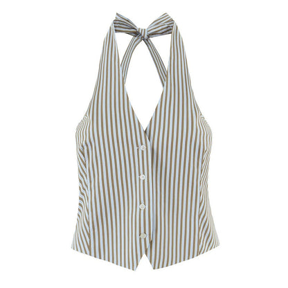 Casual Stripe Cotton Blend Straight Pants Pant Co-ord Set With Tie Closure For Everyday Wear