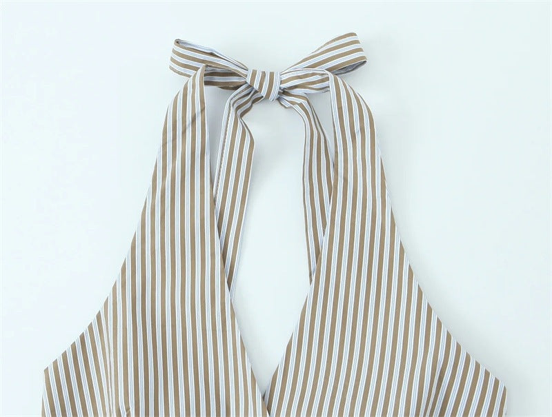 Casual Stripe Cotton Blend Straight Pants Pant Co-ord Set With Tie Closure For Everyday Wear