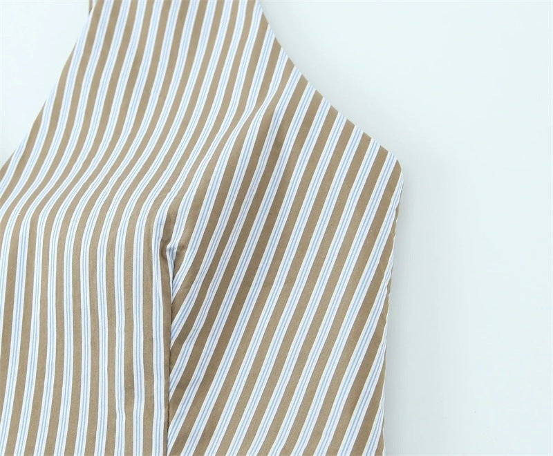 Casual Stripe Cotton Blend Straight Pants Pant Co-ord Set With Tie Closure For Everyday Wear
