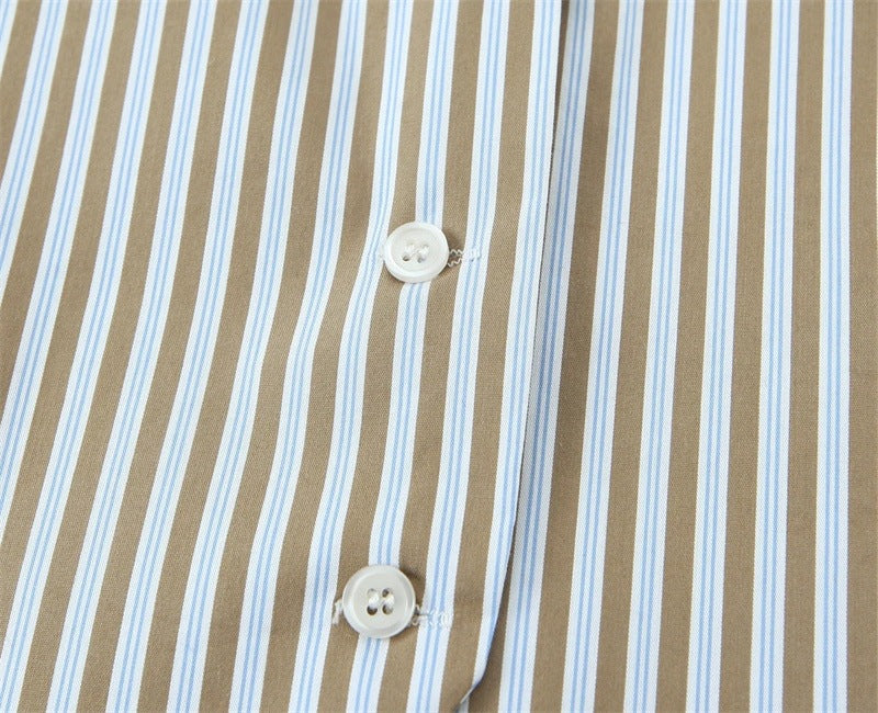 Casual Stripe Cotton Blend Straight Pants Pant Co-ord Set With Tie Closure For Everyday Wear