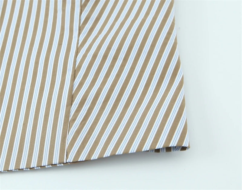 Casual Stripe Cotton Blend Straight Pants Pant Co-ord Set With Tie Closure For Everyday Wear