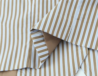 Casual Stripe Cotton Blend Straight Pants Pant Co-ord Set With Tie Closure For Everyday Wear