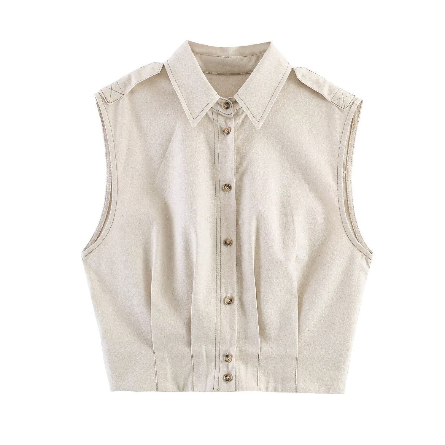Solid Color Linen Sleeveless Casual Vest Skirt Co-ord Set For Spring