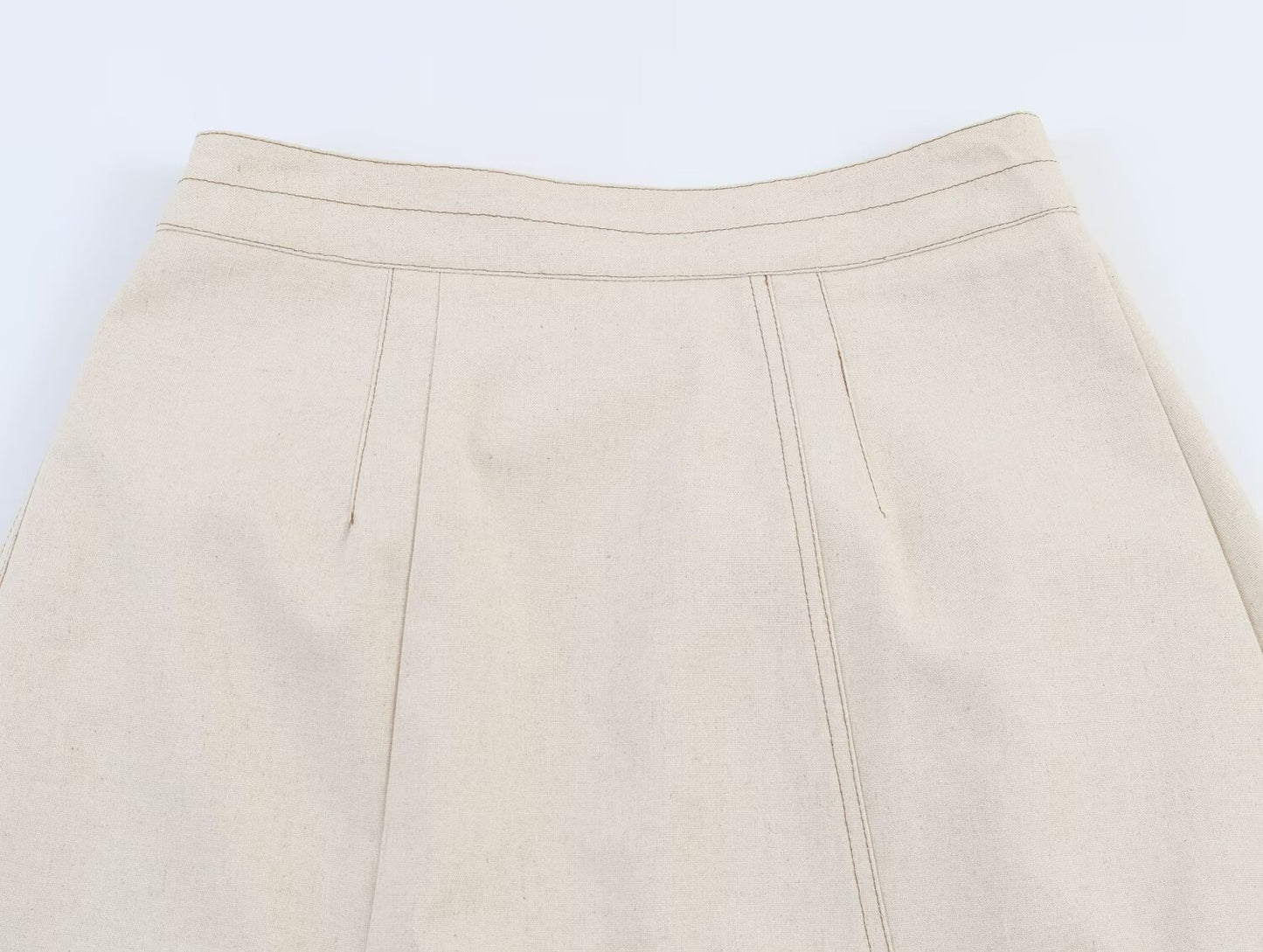 Solid Color Linen Sleeveless Casual Vest Skirt Co-ord Set For Spring
