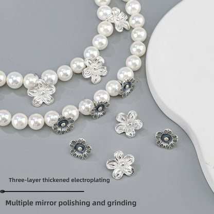 925 Sterling Silver Flowers Pendant With Crystal Inlay, Electroplated Finish, Cartoon Style Jewelry Accessory