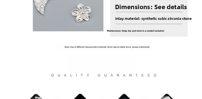 925 Sterling Silver Flowers Pendant With Crystal Inlay, Electroplated Finish, Cartoon Style Jewelry Accessory