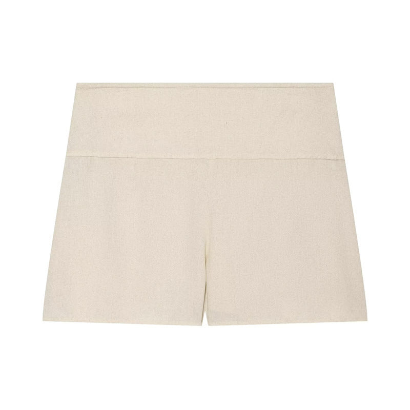 Solid Color Sleeveless Streetwear Shorts Co-ord Set In Polyester With Tie Detail, 2 Pieces Set