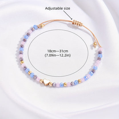Bohemian Geometric Glass Beaded Bracelet For Women With Twisted Rope Chain