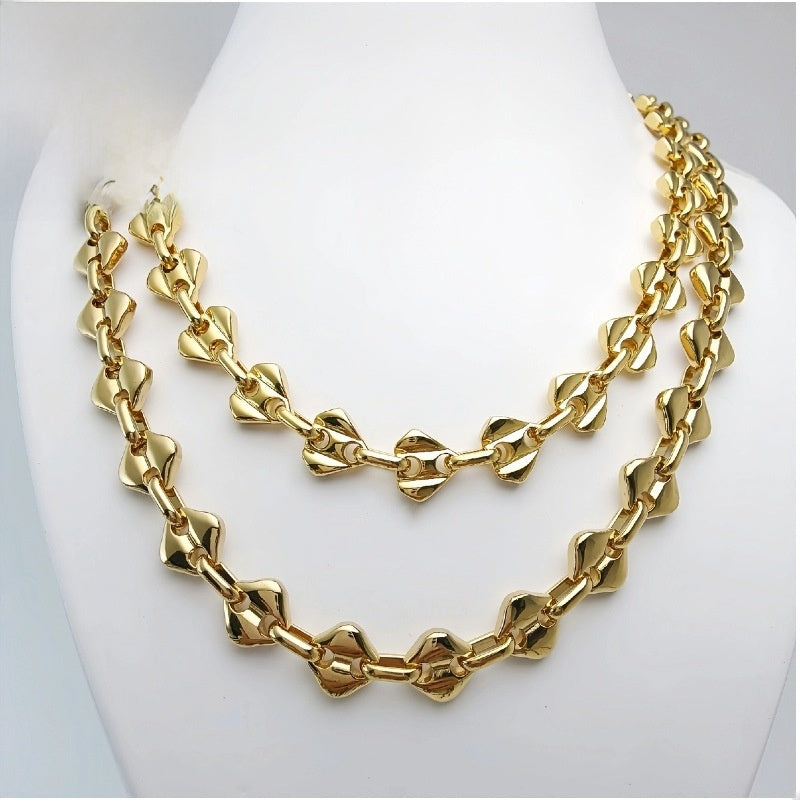 Simple Style Water Droplets Necklace For Women In Gold With Diamond Inlay And 304 Stainless Steel Coffee Bean Chain