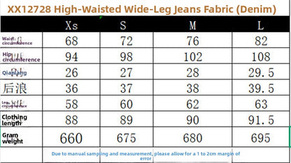 Casual Full Length Wide Leg Jeans For Women In Denim Cotton With Micro-Elastic Fabric