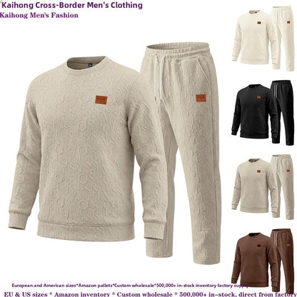 Men's Casual Apricot Printing Sweatshirt & Hoodie Co-ord Set With Elastic Waist Straight Pants In Polyester