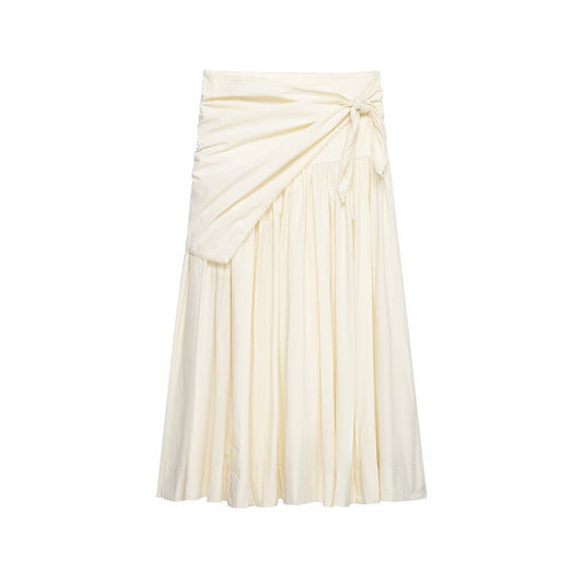 Solid Color Casual Polyester Summer Skirt Featuring Asymmetrical Craft With Loose Fit In Irregular Skirt Style