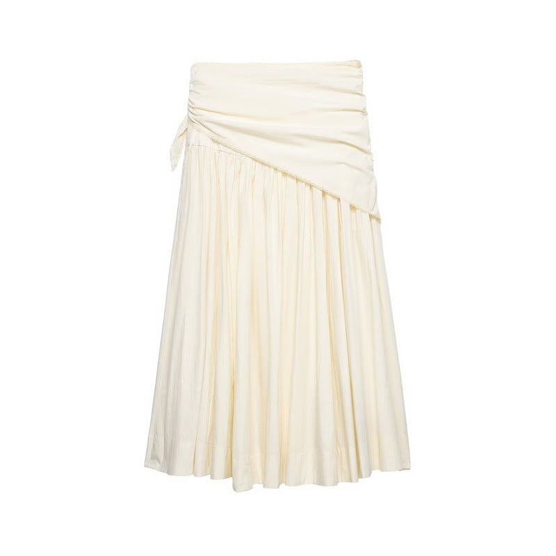 Solid Color Casual Polyester Summer Skirt Featuring Asymmetrical Craft With Loose Fit In Irregular Skirt Style