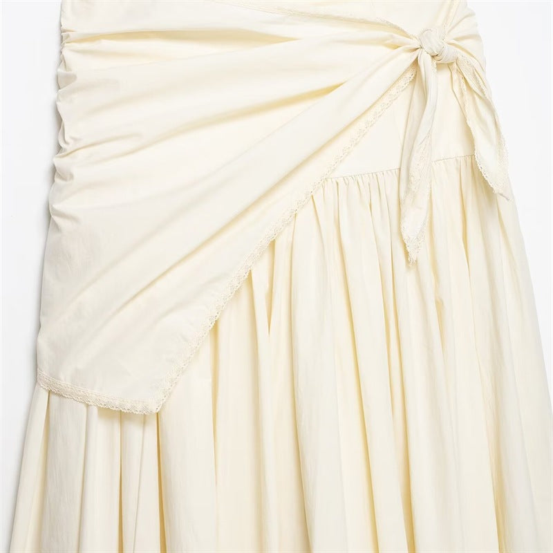 Solid Color Casual Polyester Summer Skirt Featuring Asymmetrical Craft With Loose Fit In Irregular Skirt Style