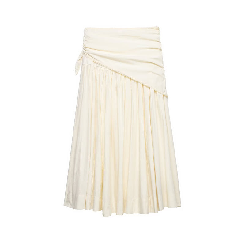 Solid Color Casual Polyester Summer Skirt Featuring Asymmetrical Craft With Loose Fit In Irregular Skirt Style