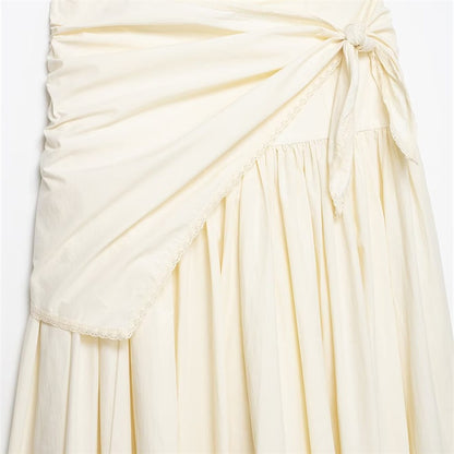 Solid Color Casual Polyester Summer Skirt Featuring Asymmetrical Craft With Loose Fit In Irregular Skirt Style
