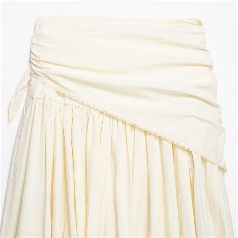 Solid Color Casual Polyester Summer Skirt Featuring Asymmetrical Craft With Loose Fit In Irregular Skirt Style