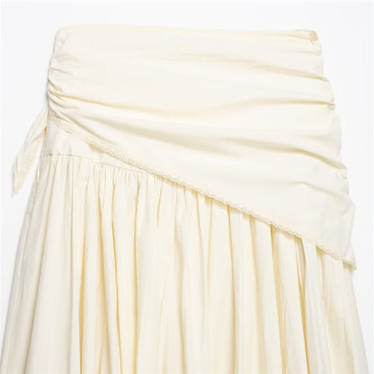 Solid Color Casual Polyester Summer Skirt Featuring Asymmetrical Craft With Loose Fit In Irregular Skirt Style