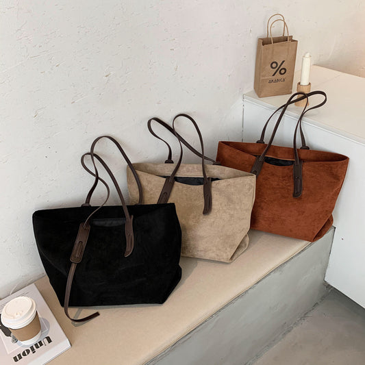 Women’s Color Block Square Tote Bag In PU Leather With Sewing Thread Detail, Perfect For Autumn