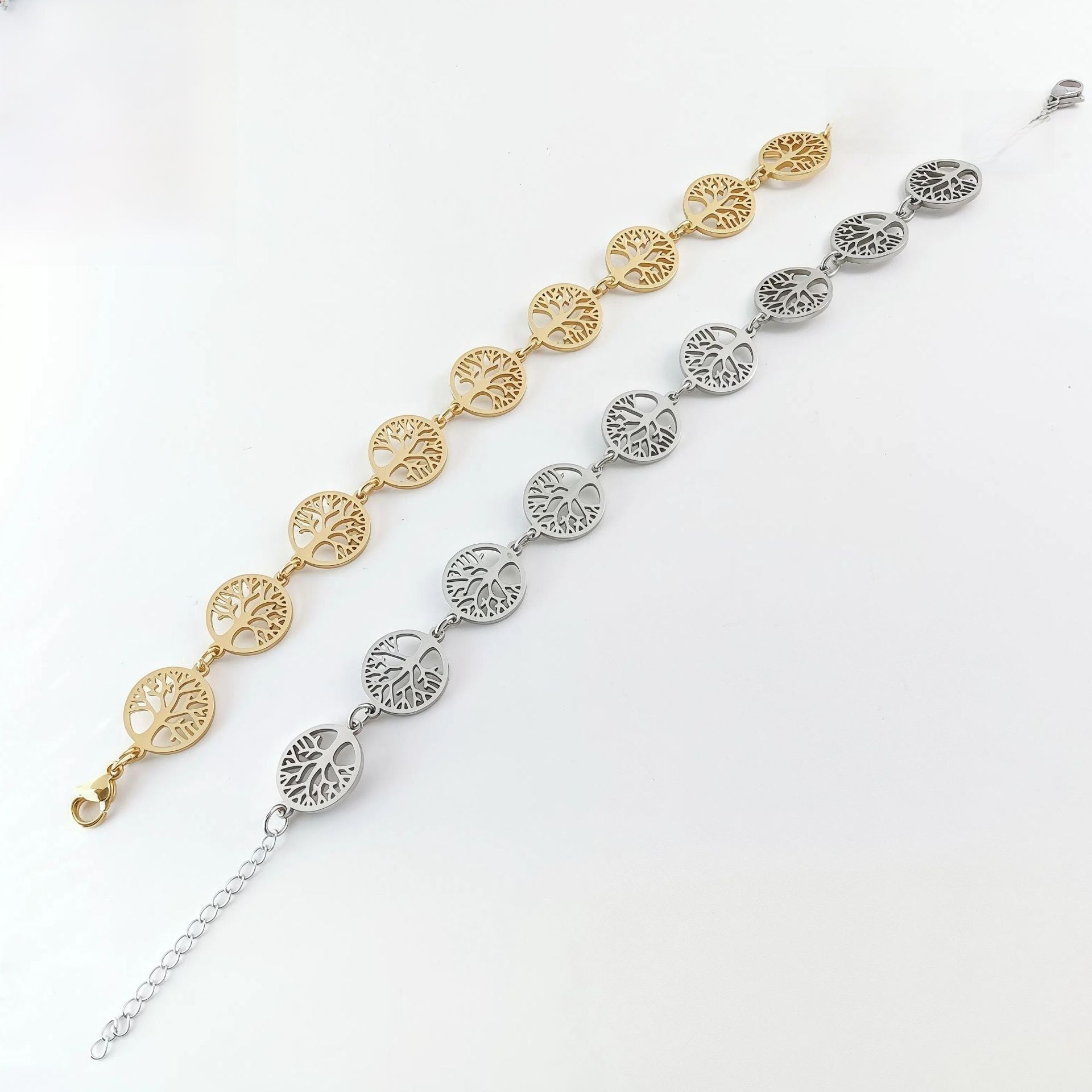 Handmade Hip-Hop Paper Clip Bracelet In Stainless Steel With Gold Finish, Unisex Style