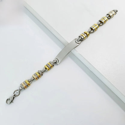 Handmade Hip-Hop Paper Clip Bracelet In Stainless Steel With Gold Finish, Unisex Style