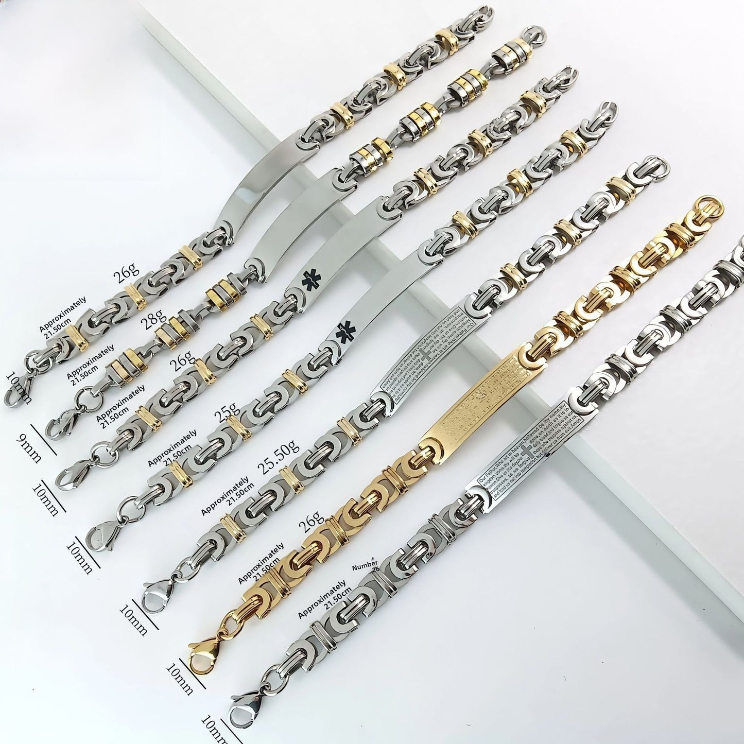 Handmade Hip-Hop Paper Clip Bracelet In Stainless Steel With Gold Finish, Unisex Style