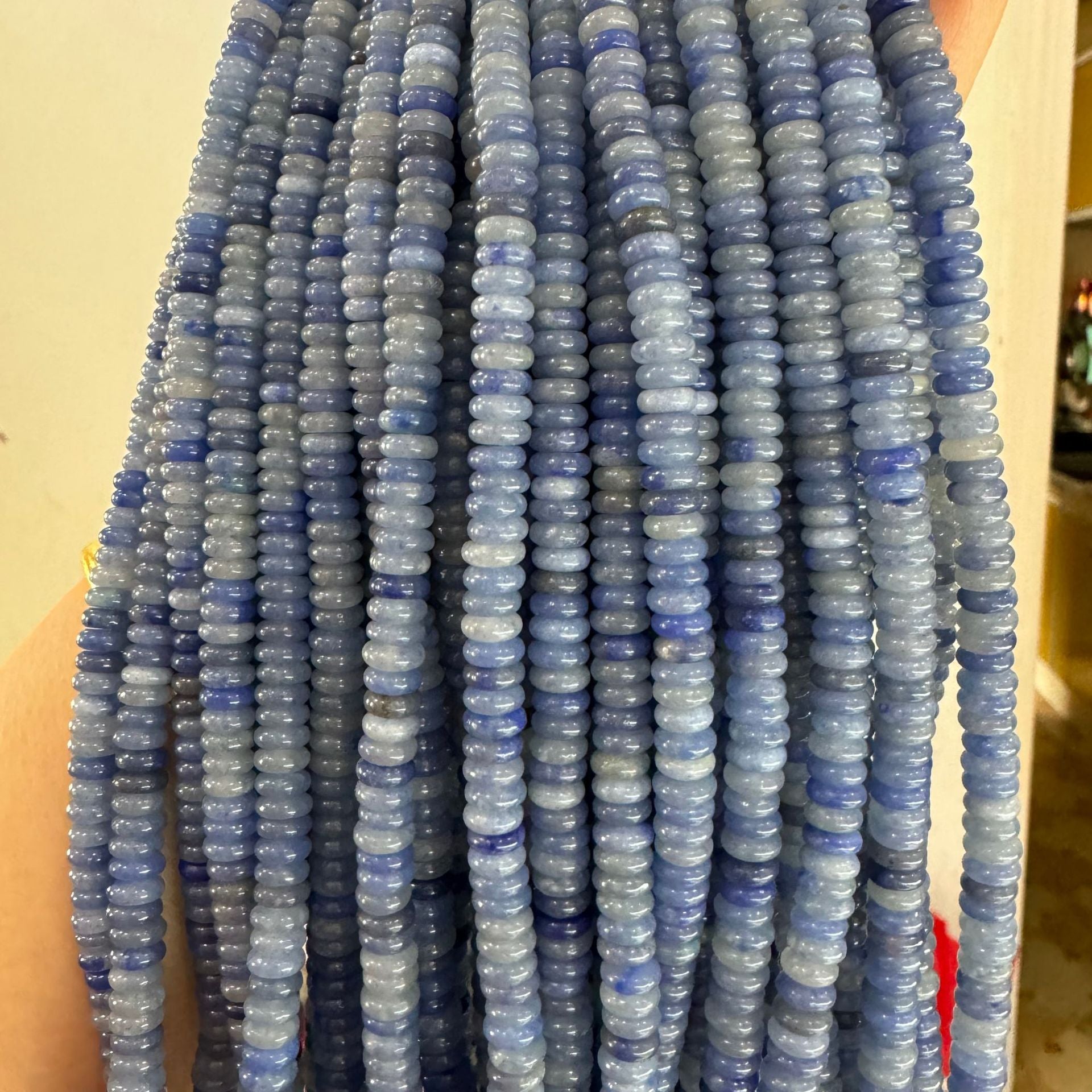 Polished Natural Stone Beads With Aventurine Inlay, 4mm Diameter, Available In Blue For Jewelry Making