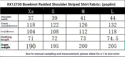Stripe Sleeveless Blouse With Bow Tie Detail In Polyester Fabric Featuring Lapel Collar And Single Breasted Design