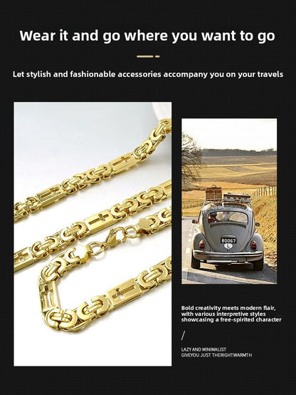 Waterproof Non Tarnish Gold Cross Necklace In Titanium Steel, Hip-Hop Style, Unisex Design
